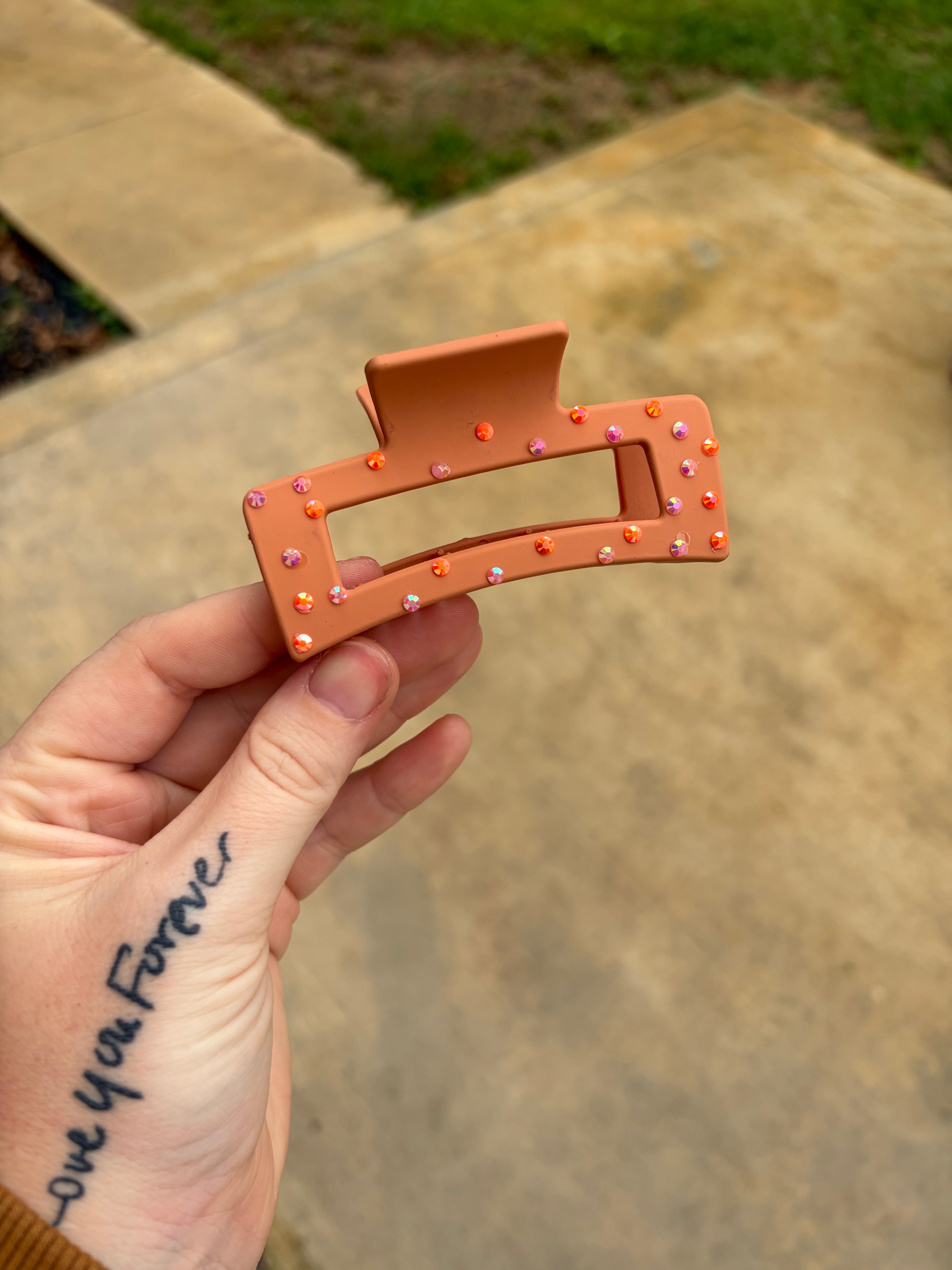 Orange and Pink claw clip